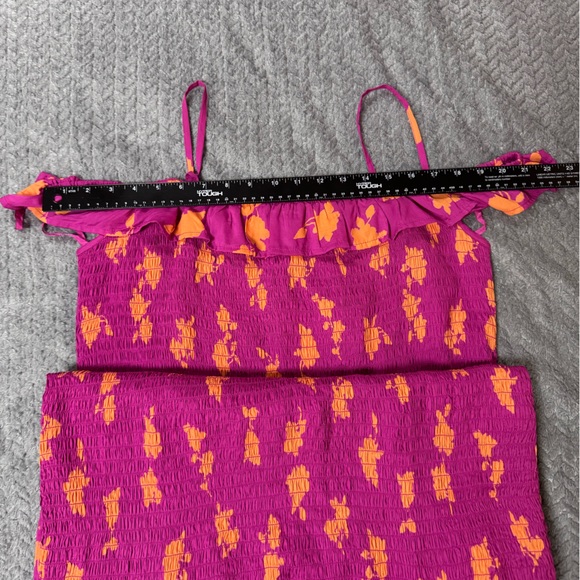 By Anthropologie Women’s Off The Shoulder Smocked Midi Dress Pink XL - Picture 9 of 9